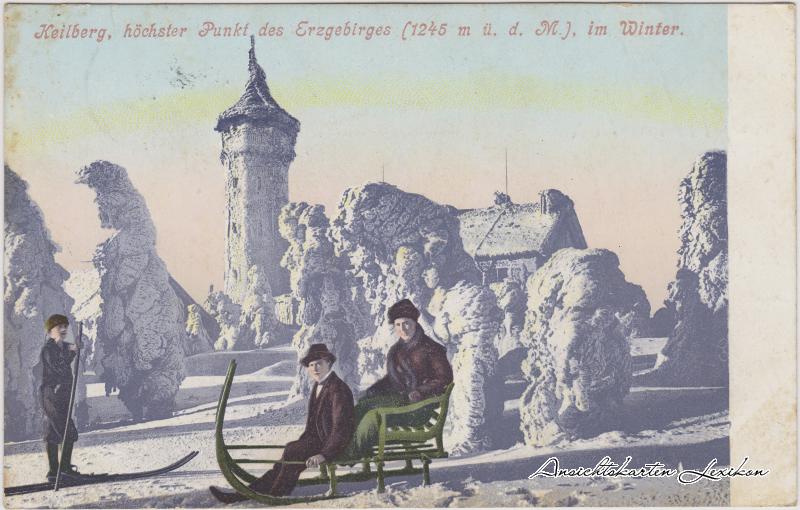 vintage Postcard from 1908: Keilberg im Winter - Schlittenfahrt:: 