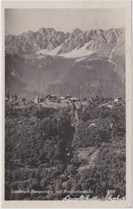 vintage Postcard from 1930: Nordkettenbahn Hungerburg:: Innsbruck