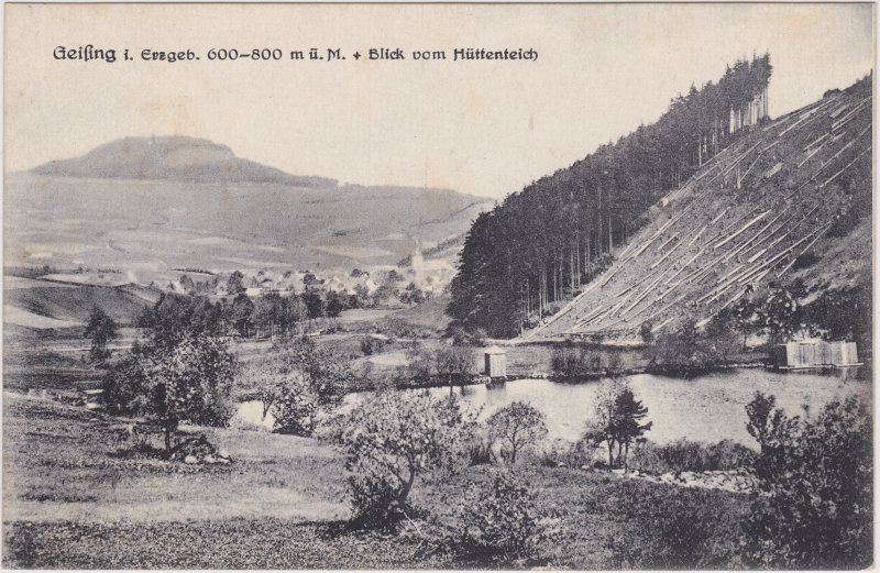 vintage Postcard from 1920: Blick vom Hüttenteich auf die Stadt:: Geising-Altenberg (Saxony)
