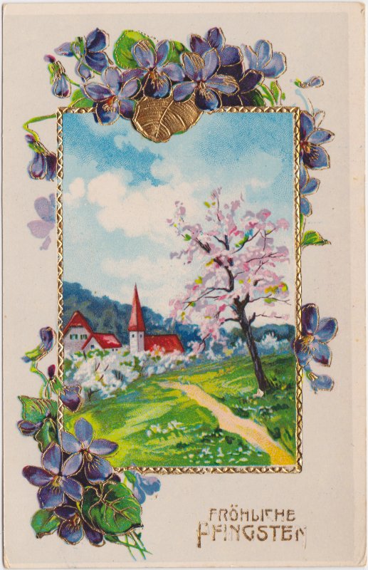 vintage Postcard from 1932: FRÖHLICHE PFINGSTEN:: 