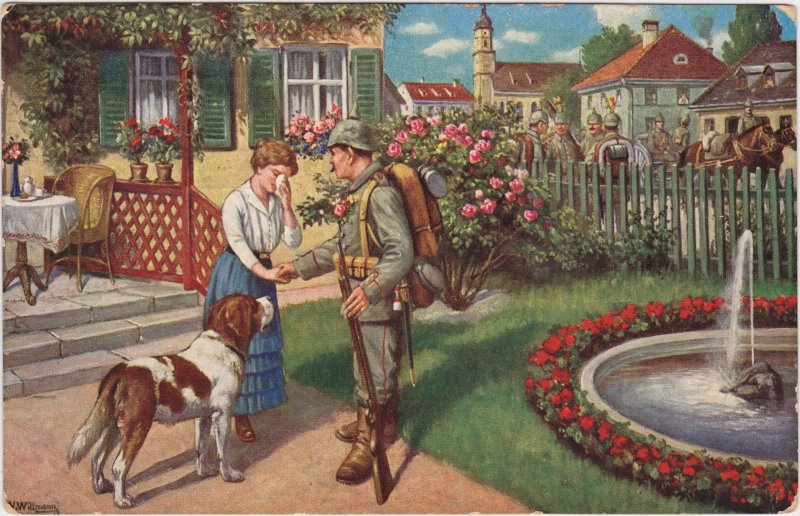 vintage Postcard from 1915: "Völkerkrieg 1914-15. Kriegers Abschied.":: 