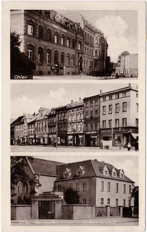 3 Bild Grottkauerstrasse, Ring und Schule Ohlau AnsichtskartenLexikon 3 Bild Grottkauerstrasse, Ring und Schule Ohlau AnsichtskartenLexikon