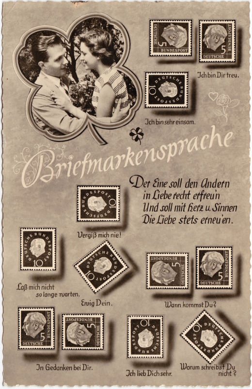 vintage Postcard from 1959: Briefmarkensprache:: 