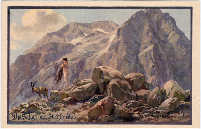 vintage Postcard from 1913: Künstlerkarte: Die Sage vom Hochlandlied:: 