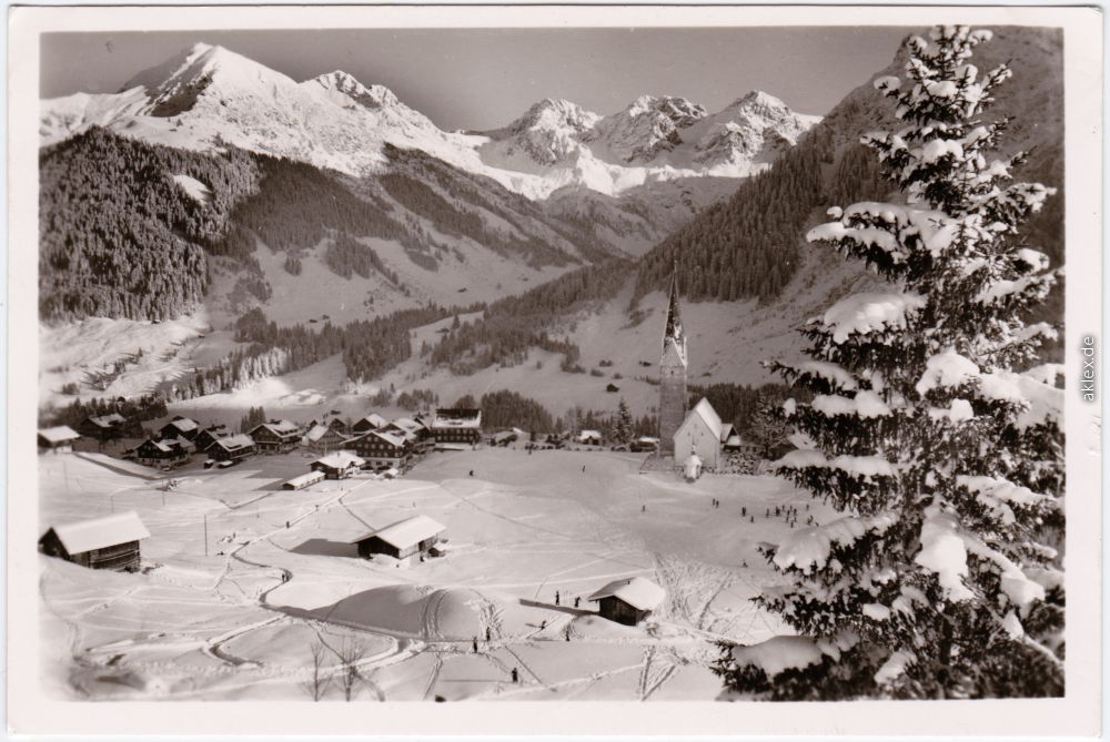 vintage Postcard from 1961: Winterbild im kl. Walsertal mit Schafalpgruppe:: Mittelberg