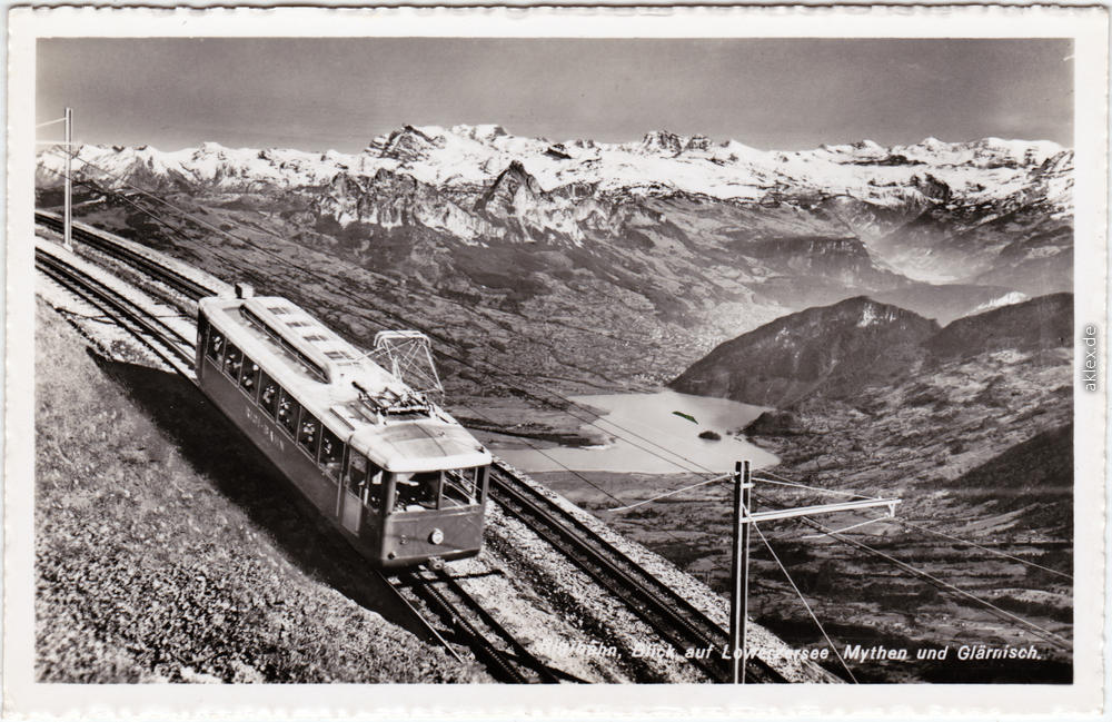 vintage Postcard from 1940: Rigi-Bahn mit Mythen und Glärnisch:: Vitznau