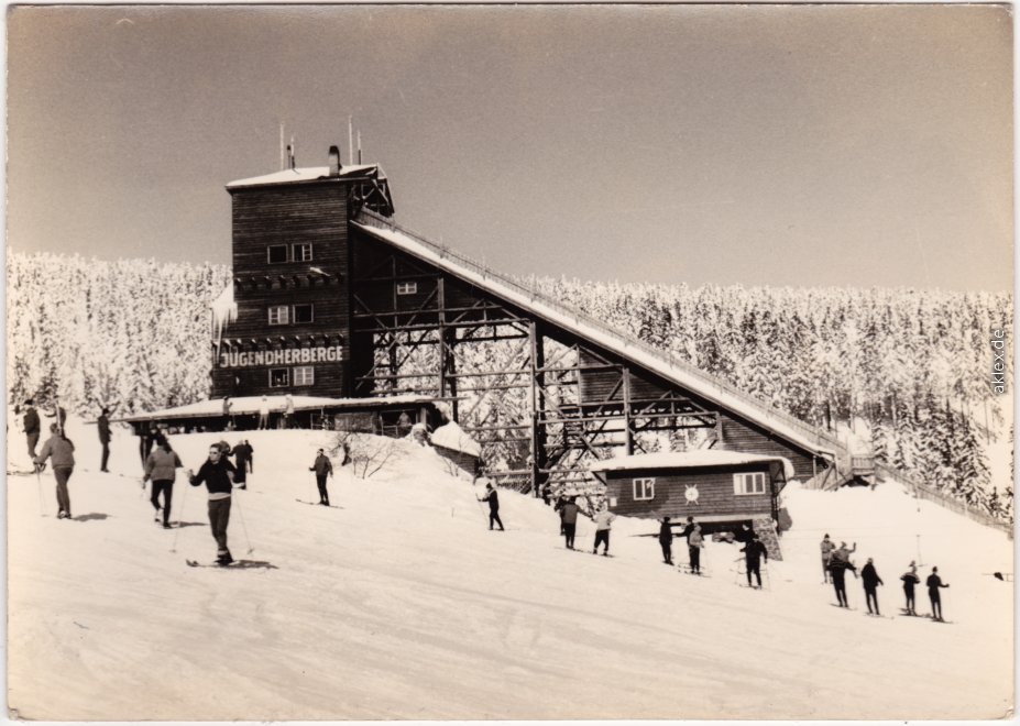 vintage Postcard from 1967: Profil der Spungschanzen im Winter:: Oberwiesenthal