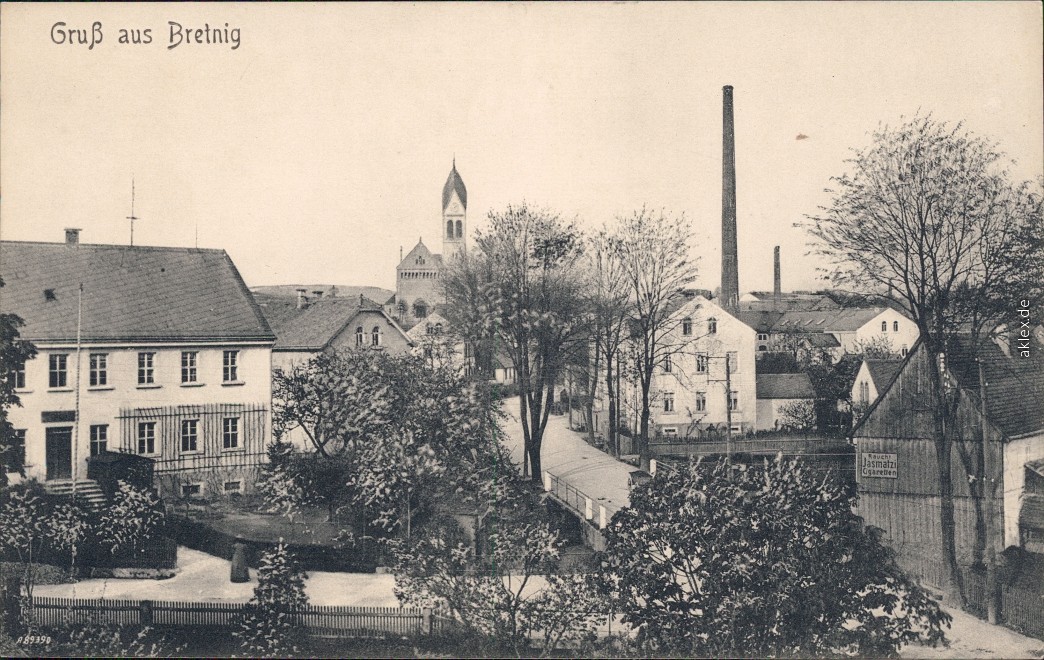 vintage Postcard from 1914: Straßenpartie:: Bretnig-Hauswalde