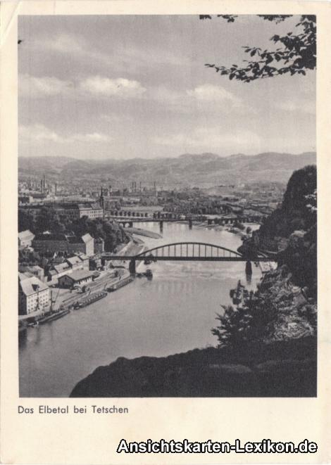 vintage Postcard from 1950: Das Elbtal bei Tetschen:: Krochwitz-Schönborn-Decín