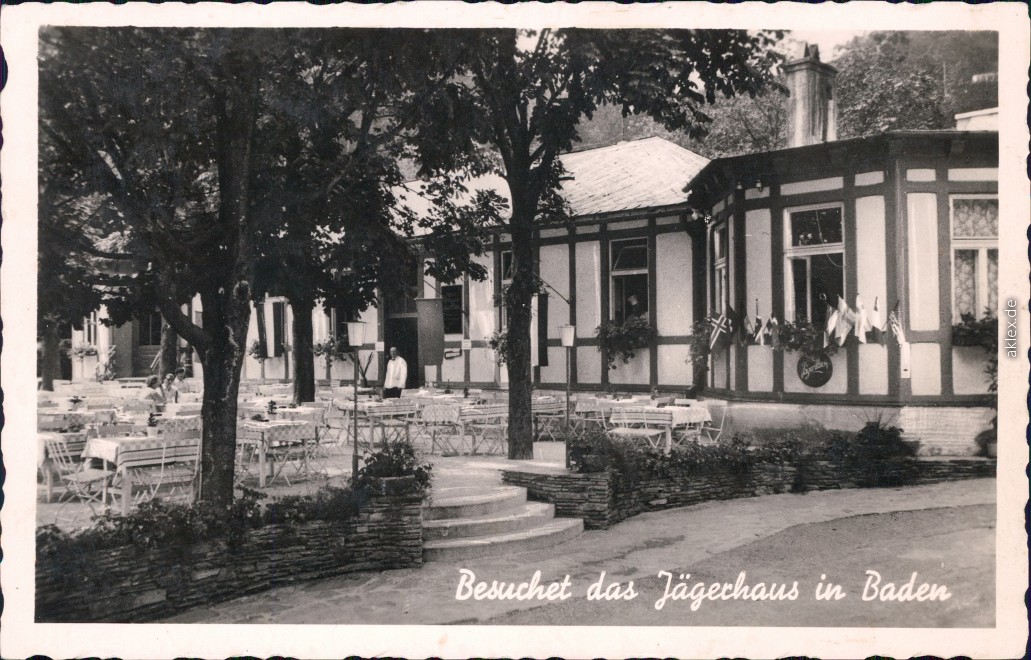Partie am Restaurant Jägerhaus :: Baden (bei Wien) :: Ansichtskarten-Lexikon