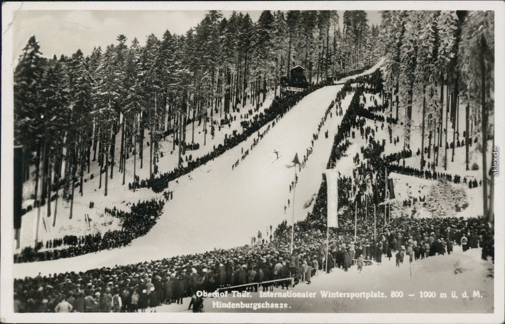 vintage Postcard from 1937: Wettkampf - Skispringen  - Hindenburgschanze:: Oberhof (Thüringen)