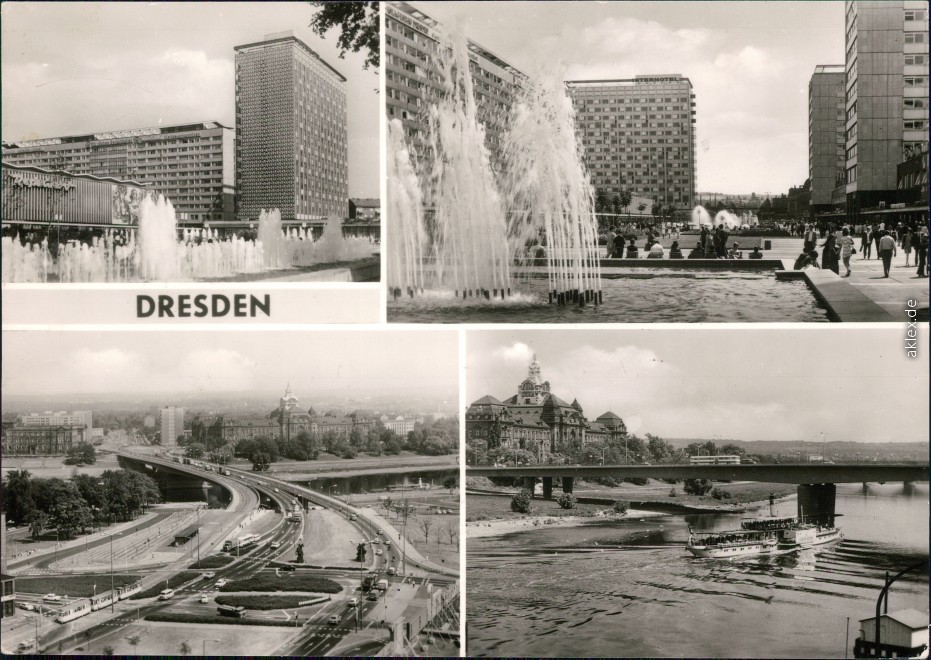 Prager Straße, Elbe Mit Dampferschiff, Carolabrücke :: Dresden ...