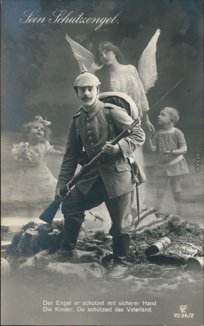 vintage Postcard from 1916: Soldaten - Schutzengel 1. Weltkrieg:: 