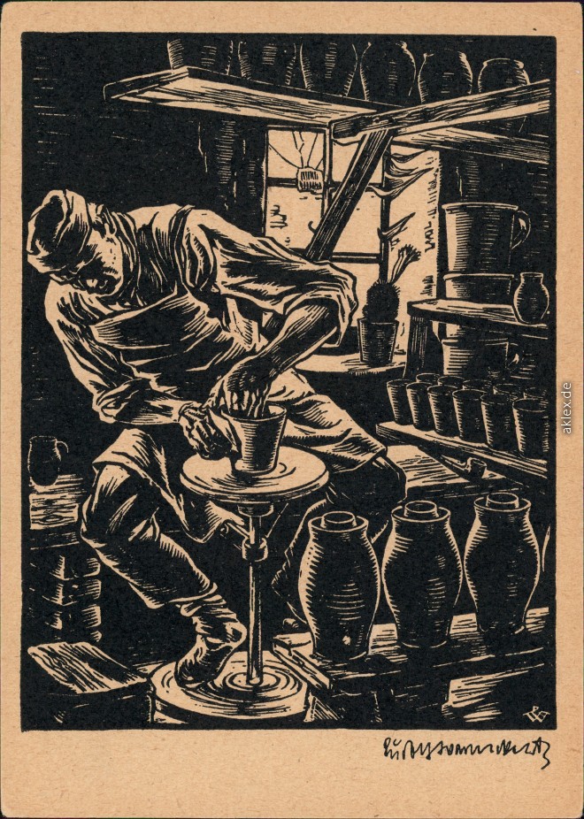 vintage Postcard from 1955: Rudolf Warnecke - Töpfer - DDR Lob der Arbeit Propaganda:: .Deutschland