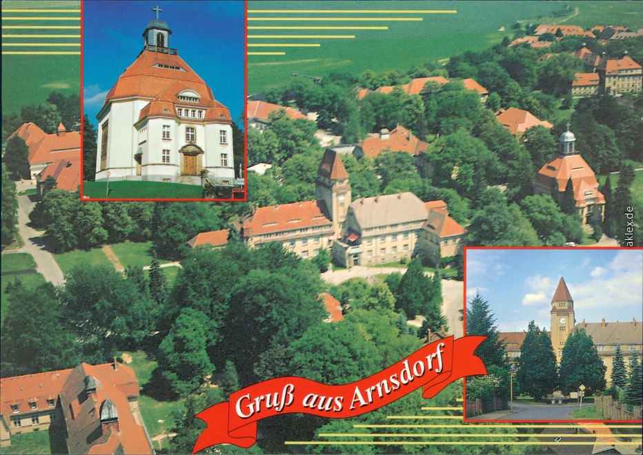 Luftbild vom Ort Arnsdorf (Sachsen) AnsichtskartenLexikon
