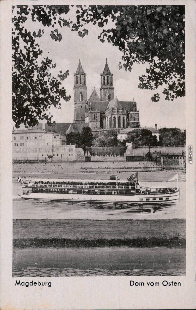 vintage Postcard from 1947: Dom, Elbe, Fähre:: Magdeburg