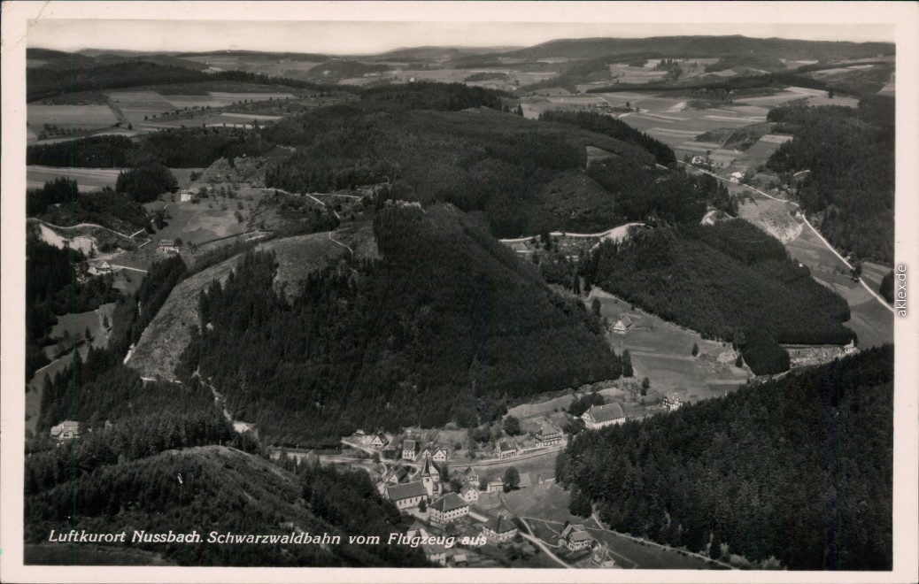 vintage Postcard from 1938: Luftbild, Schwarzwaldbahn:: Nußbach-Triberg im Schwarzwald