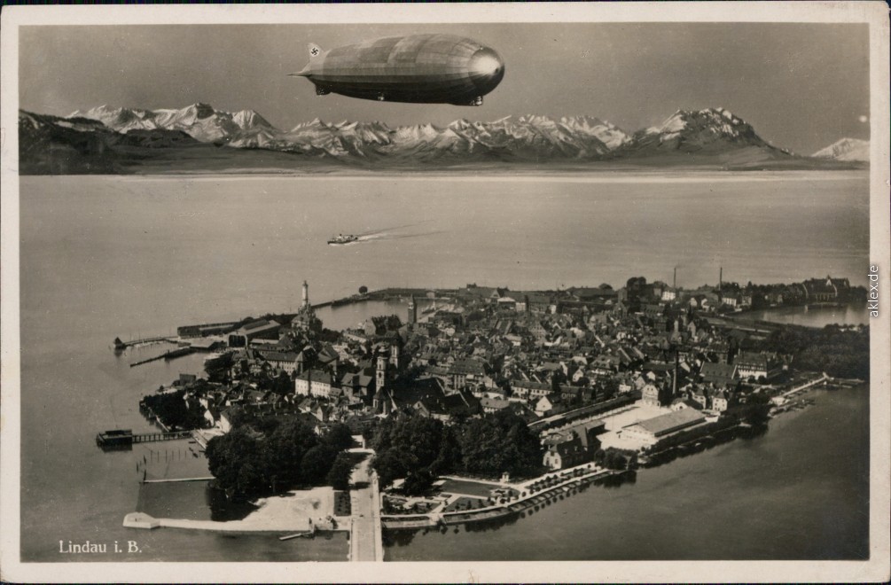 Luftbild mit Zeppelin Lindau (Bodensee) AnsichtskartenLexikon