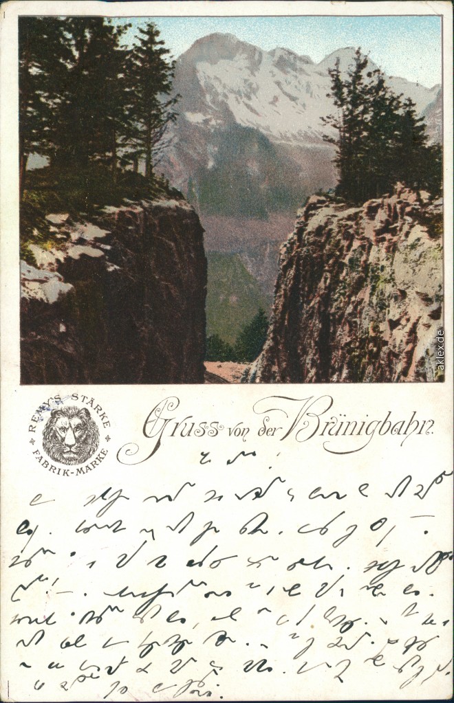 vintage Postcard from 1898: Gruß von der Brünigbahn:: Meiringen