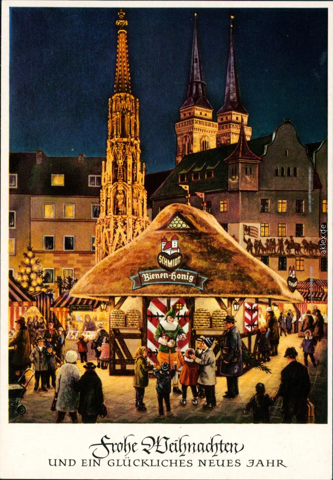 vintage Postcard from 1965: Christkindles-Markt, Weihnachtsmarkt:: Nuremberg