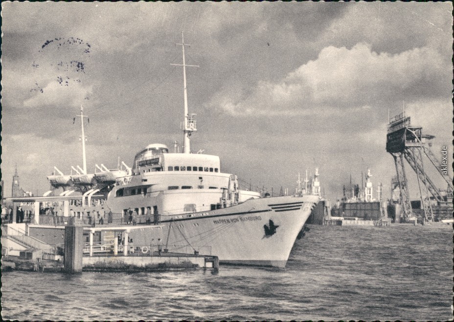 vintage Postcard from 1958: Fähre "Wappen von Hamburg":: Altona-Hamburg