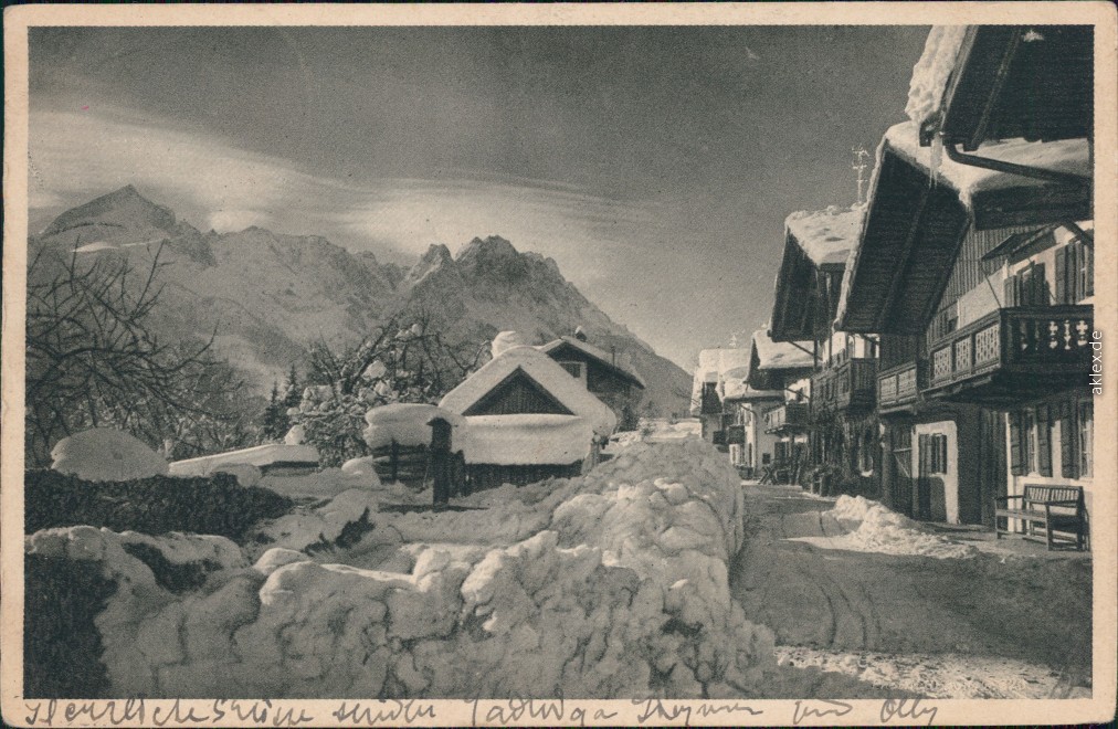 vintage Postcard from 1926: Frühlingstrasse:: Garmisch-Partenkirchen