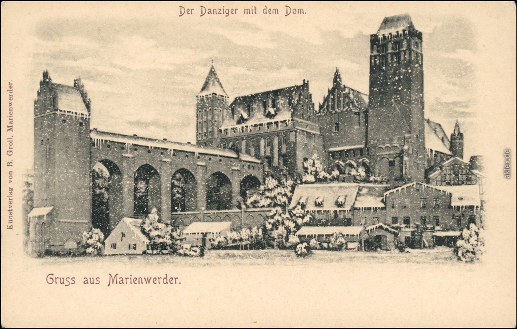 vintage Postcard from 1908: Winterkarte der Danziger mit dem Dom:: Kwidzyn