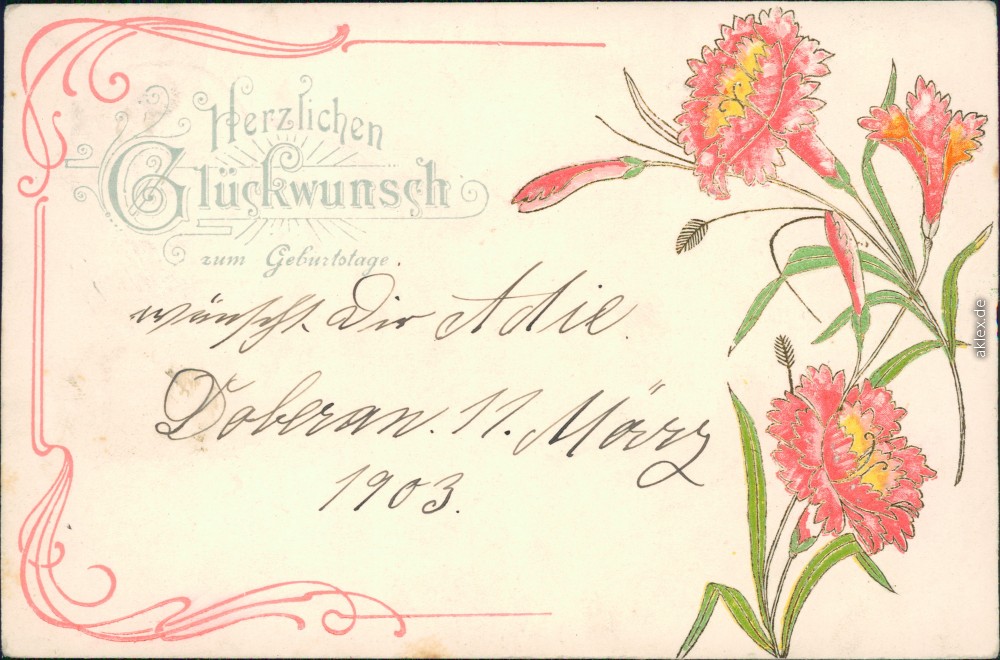 Jugendstil Blumen Ornament Geburtstag Ansichtskarten Lexikon