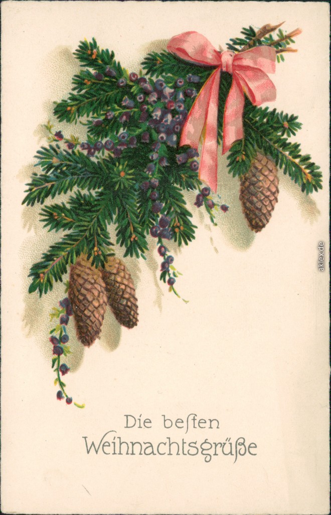 vintage Postcard from 1930: Glückwunsch/Grußkarten: Weihnachten - Zapfen:: 