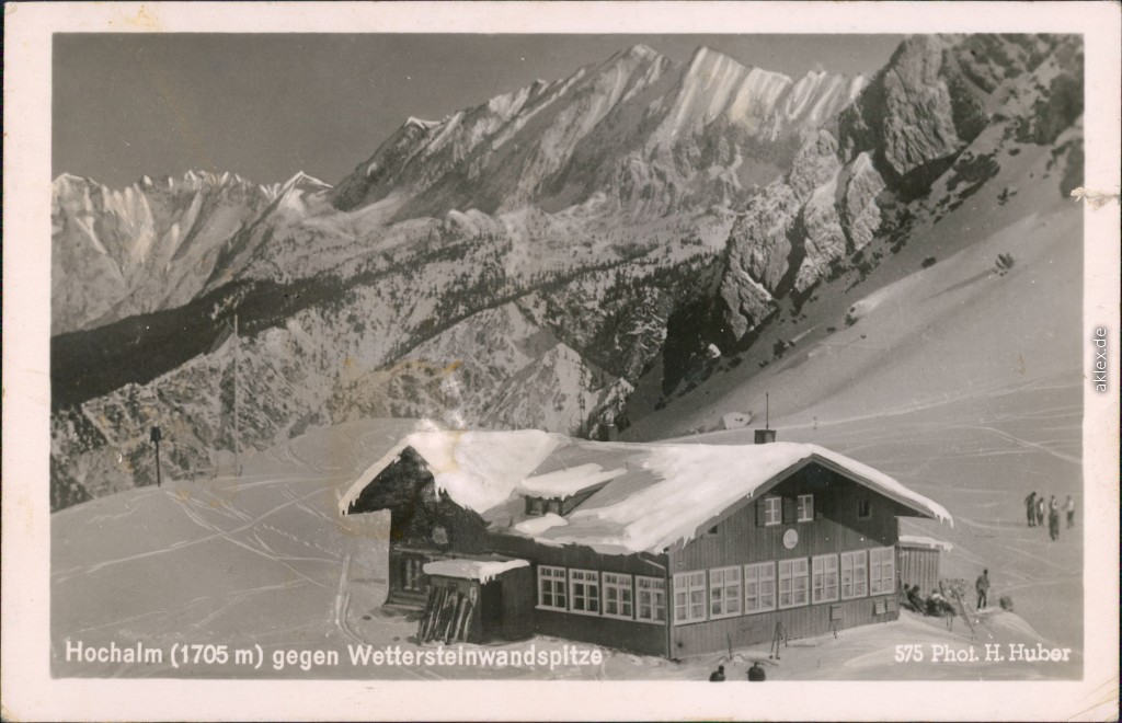 vintage Postcard from 1542: Hochalm, Kreuzeckbahn gegen Wettersteinwandspitze:: Garmisch-Partenkirchen