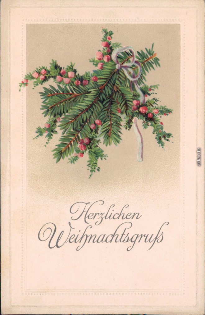 vintage Postcard from 1913: Herzlichen Weihnachtsgruß - Tannenzweig:: 