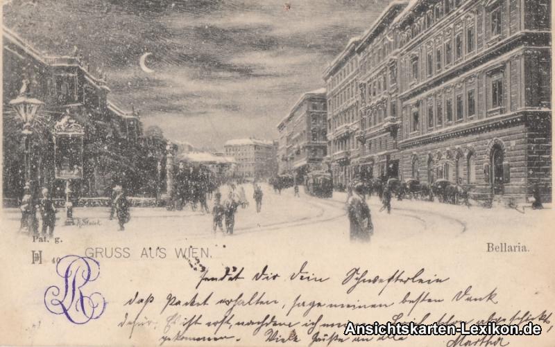vintage Postcard from 1898: Winter Künstler AK - Bellaria:: Vienna
