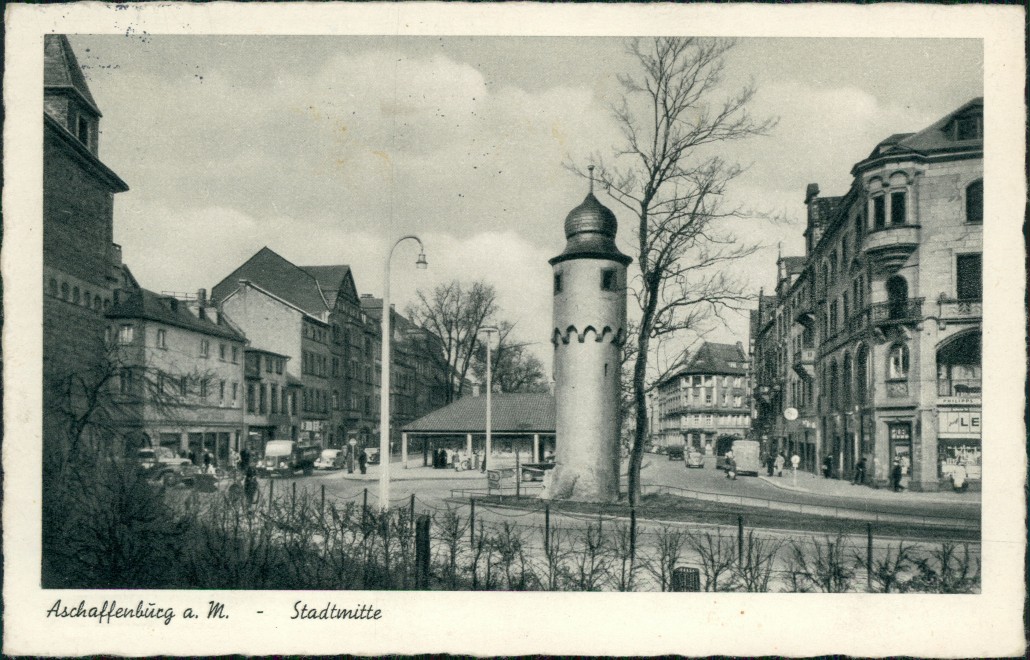 vintage Postcard from 1961: Stadtmitte:: Aschaffenburg