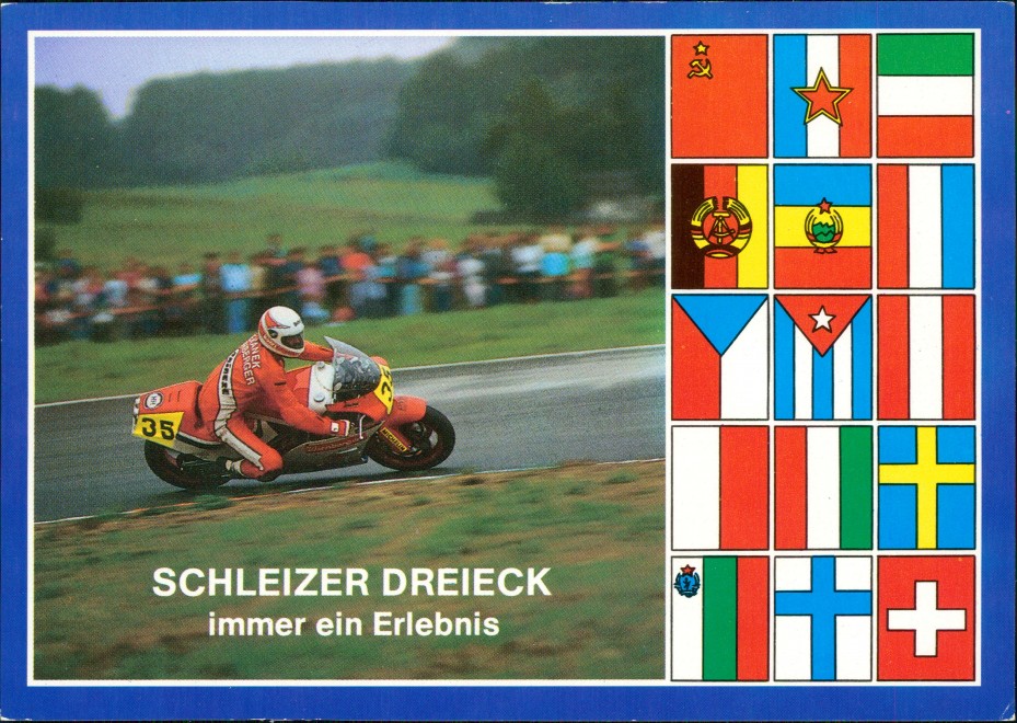 vintage Postcard from 1989: Schleizer Dreieck-Motorradrennen:: Schleiz