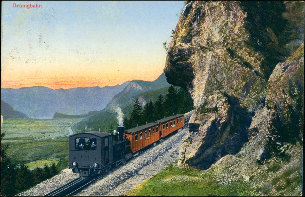 vintage Postcard from 1913: Brünigbahn (Luzern–Interlaken Ost):: Meiringen