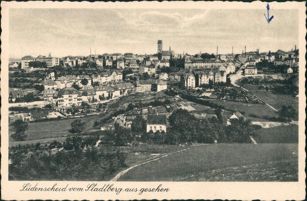 vintage Postcard from 1939: Stadt und Fabriken vom Stadtberg:: Lüdenscheid