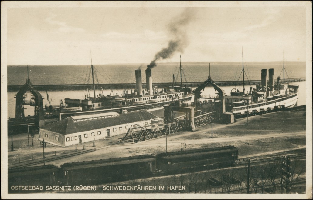 vintage Postcard from 1932: Schwedenfähre im Hafen:: Sassnitz