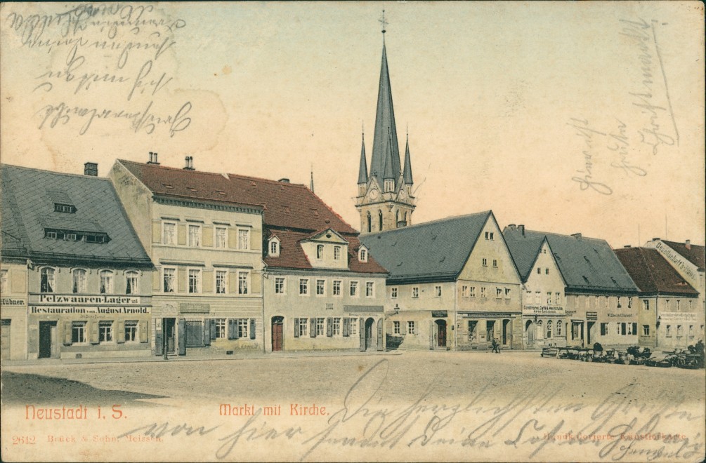 Geschäfte, Markt u. Kirche Neustadt (Sachsen) AnsichtskartenLexikon