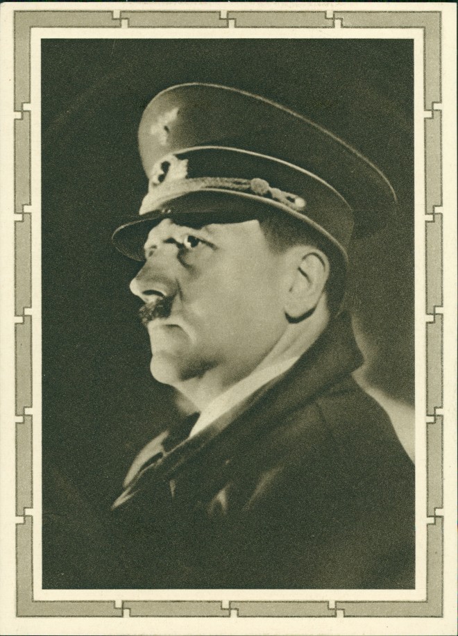 vintage Postcard from 1939: Adolf Hitler, Ganzsache 6+19 Deutsches Reich, Führer mit Mütze:: 