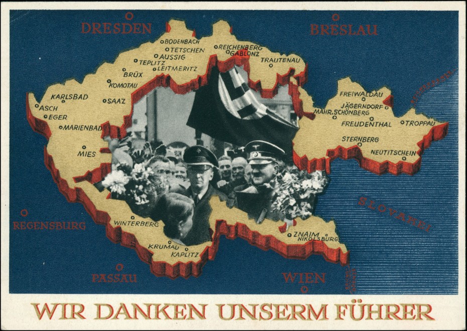 vintage Postcard from 1939: Propaganda: Wir danken unserem Führer, Sudentengebiete:: .Tschechien