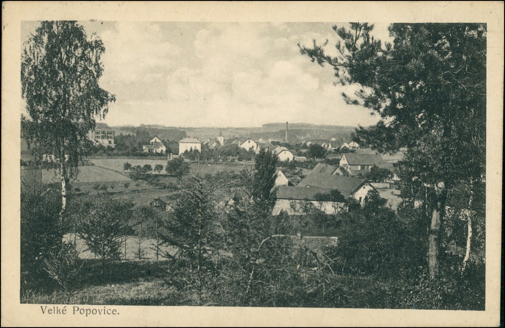 vintage Postcard from 1928: Stadtpartie:: Velké Popovice