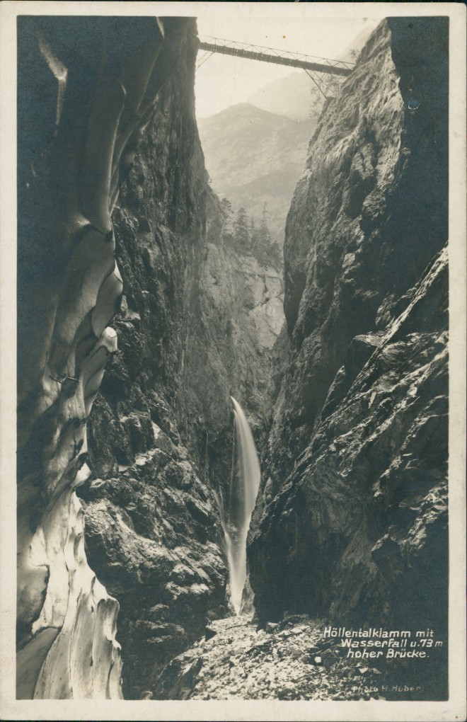 vintage Postcard from 1929: Höllentalklamm Wasserfall:: Grainau