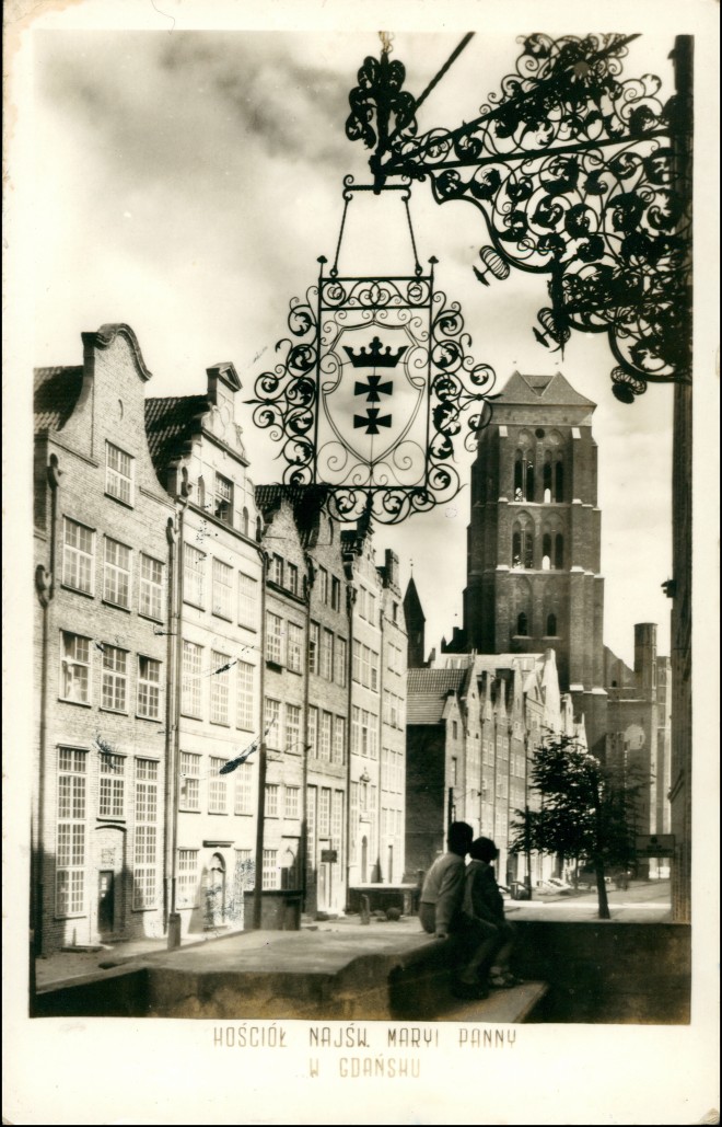 vintage Postcard from 1959: Marienkirche/Kościół Mariacki - Straße:: Gdańsk