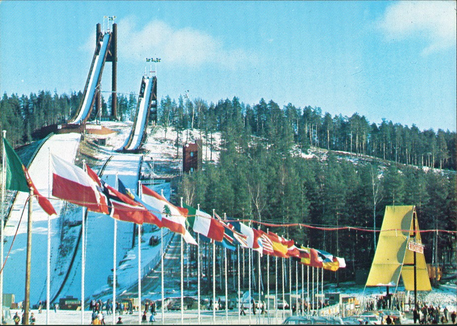 vintage Postcard from 1974: Arena för Skid-VM 74 Skisprungschanze:: Falun