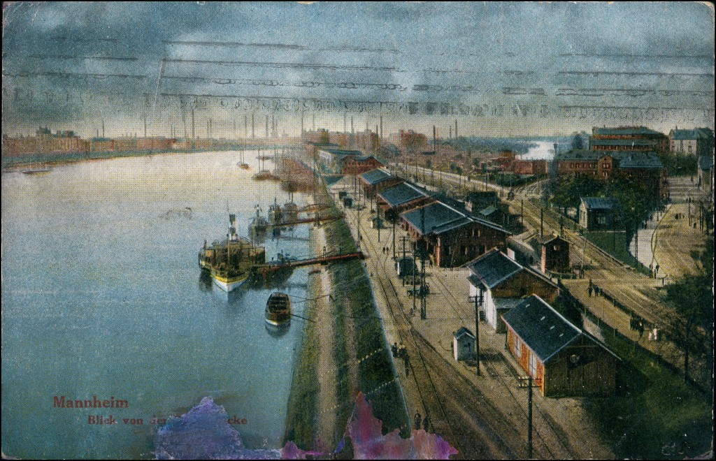 vintage Postcard from 1915: Hafen im Hintergrund BASF:: Mannheim