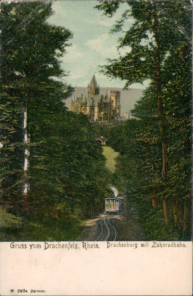 vintage Postcard from 1907: Drachenfelsbahn Drachenfels Zahnradbahn zur Drachenburg:: Königswinter