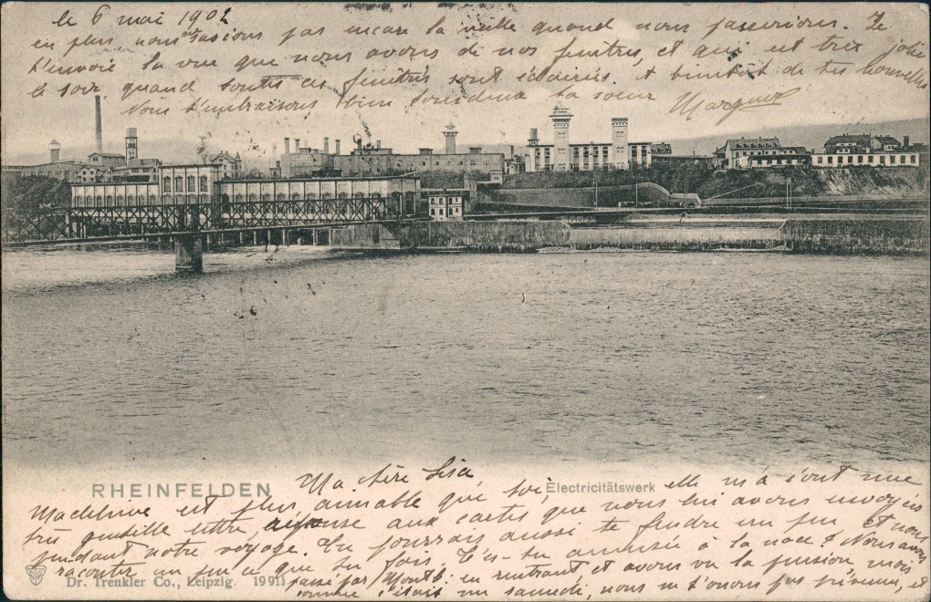 vintage Postcard from 1902: Elektrizitätswerk:: Rheinfelden (Baden)