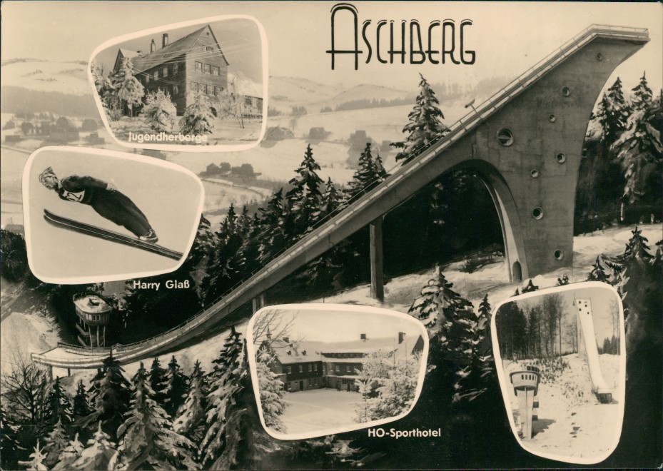 vintage Postcard from 1965: Aschbergschanze Ski-Sprungschanze Wintersport DDR Mehrbild-AK:: Klingenthal