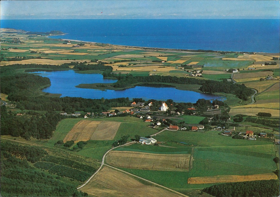 vintage Postcard from 1980: Luftbild Überflugkarte Region Ebeltoft Dänemark:: Dråby