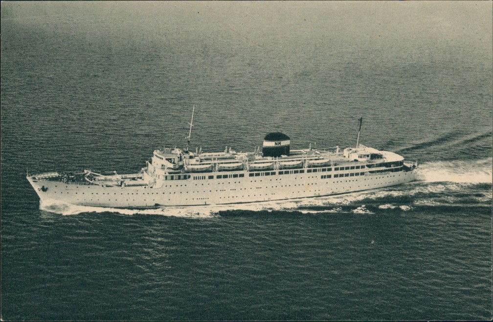 vintage Postcard from 1955: Paquebot Schiff Ship "Kairouan" (ALGERIE - TUNISIE) Hochsee-Fährschiff:: 